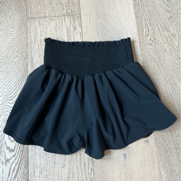 aerie Pants - Offline by Aerie Black High Rise Smocked Waist Flowy Athletic Shorts